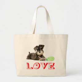 Miniatyr Schnauzer Puppy Hundar Red Kärlek Tote Jumbo Tygkasse