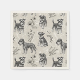 Miniatyr Schnauzer Vintage Sepia Toile de Jouy Pappersservett
