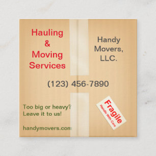 Miniatyr Shipping Box Handyman Hauling Flytta Fyrkantigt Visitkort