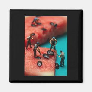 Miniatyrarbetare på vattenmelonmärket magnet