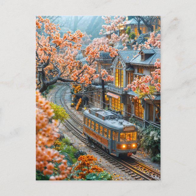 Miniatyrfjädertag under körsbärsträd helg vykort (Framsida)