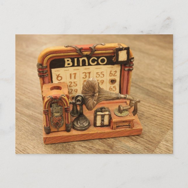 miniatyrgrammofon för vintage vykort (Framsida)