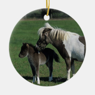 Miniatyrmare- & fölanseende julgransprydnad keramik