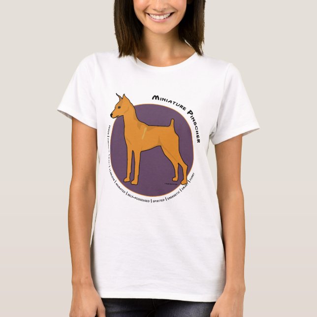 MiniatyrPinscher, röd fullvuxen hankronhjort T Shirt (Framsida)