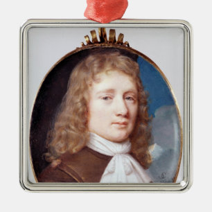 Miniatyrporträtt av en okänd man, 1659 julgransprydnad metall