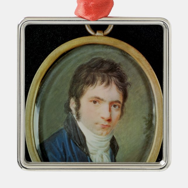 Miniatyrporträtt av Ludwig Van Beethoven, 1802 Julgransprydnad Metall (Framsidan)