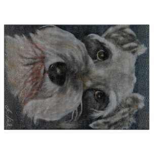 MiniatyrSchnauzer - Glass skärbräda