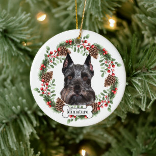 miniatyrschnauzer-hund julgransprydnad keramik