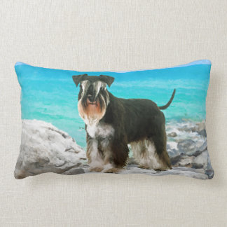 MiniatyrSchnauzer på strandvattenfärgen Lumbarkudde