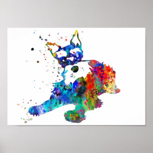 Miniatyrschnauzer, vattenfärgminiatyrschnauze poster