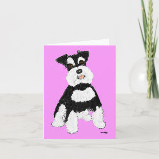 Miniatyrschnauzeren noterar kortet kort