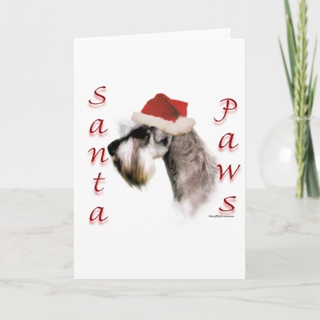 MiniatyrSchnauzerSanta tassar Helgkort (Framsida)