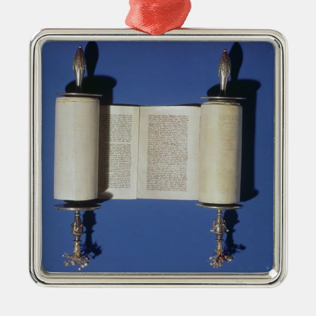 MiniatyrTorah rulla, 1765 Julgransprydnad Metall (Framsidan)