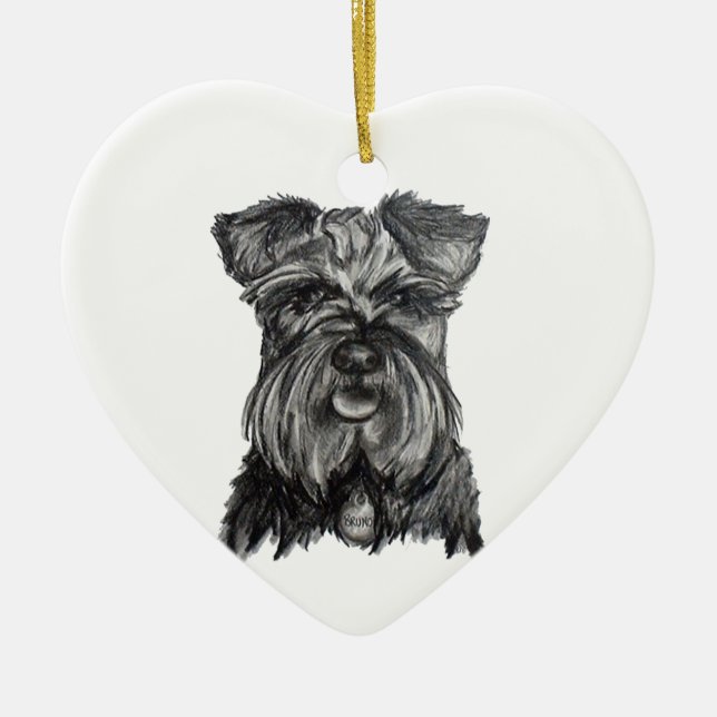 MiniatyrtyskSchnauzer Julgransprydnad Keramik (Framsidan)