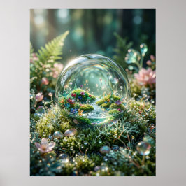 Miniatyrvärld Inuti Daggdroppe Poster