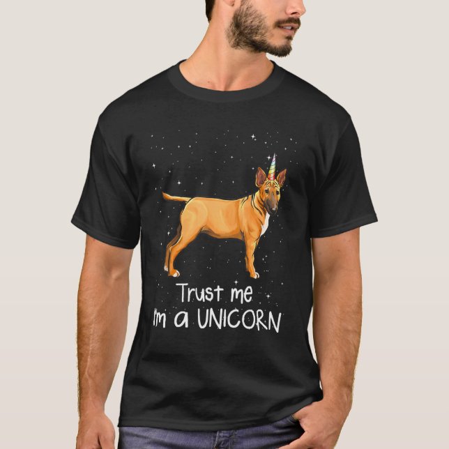 MiniBull Terrier Trust MIM A Unicorn Hund T Shirt (Framsida)