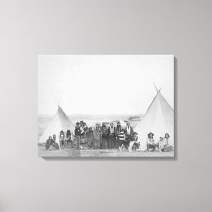Miniconjou Indians utanför Tipis Photograph Canvastryck