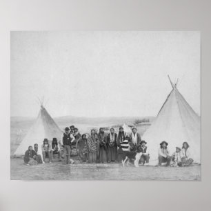 Miniconjou Indians utanför Tipis Photograph Poster