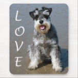Minidator Schnauzer Puppy Hund Mus Pad Musmatta<br><div class="desc">Aww... .Kärlek vid första anblicken... - Vem kan motstå den söta ansiktet av en miniatyr Schnauzer-valp hund? Den här söta munmassan har en porträtt av Miniature Schnauzer sitta på stranden. Varje gång du sitter på datorn väntar den här lycklig-valpen på dig med massor av kärlek! Med musslor från Hund läggs...</div>