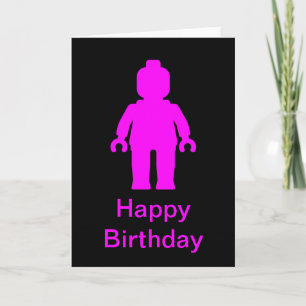 Minifig [mörk rosa] grattis på födelsedagenkort kort