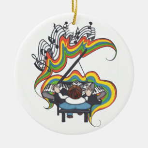 Miniflygelpianoprydnad Julgransprydnad Keramik