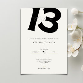 Minimal 13-års födelsedagsinbjudan: Fet typografi Inbjudningar