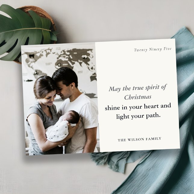 Minimal 1 Photo Black & White-julanda Julkort (Skapare uppladdad)