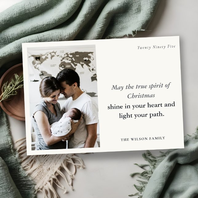 Minimal 1 Photo Black & White-julanda Julkort (Skapare uppladdad)