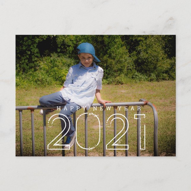 Minimal 2021 Nyår Barn Foto Vykort (Framsida)