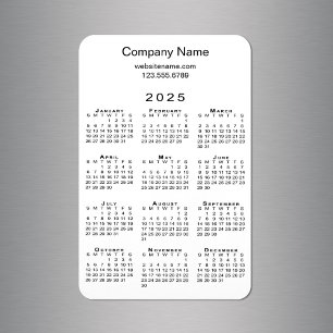 Minimal 2025 Calendar Company Info on White (Namn Magnet