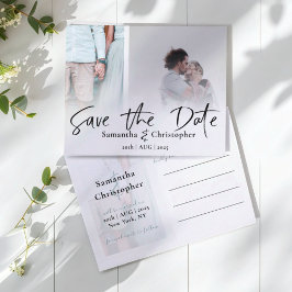 Minimal 2-bildscollage Save the Date Meddelande Vykort