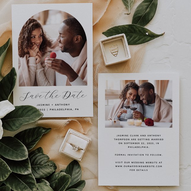 Minimal 2-foto Boho Arch Black and White Spara Datumet (Skapare uppladdad)