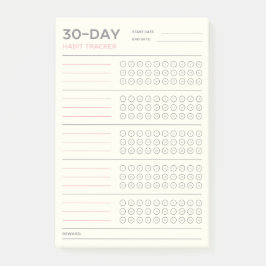 Minimal 30 Day Challenge Habit Tracker Design Post-it Block