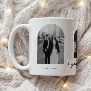 Minimal 3-årsjubileum 3 par fotobåge kaffemugg
