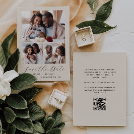 Minimal 3-bilds collage QR-kod Beige Spara Datumet
