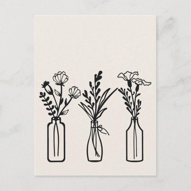 Minimal | 3 Flower Vas | Modern Vykort (Framsida)