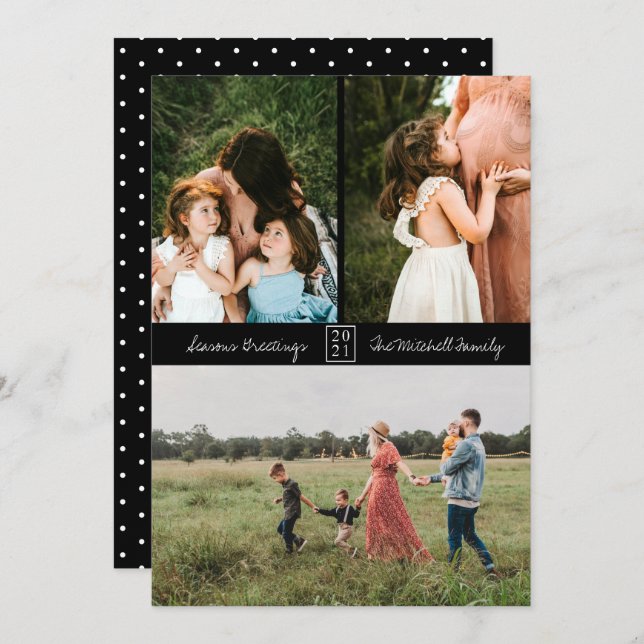 Minimal 3-fotosvart meddelande (Fram/baksida)