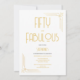 Minimal 50 and Fabulous 50th Birthday Invitation Inbjudningar