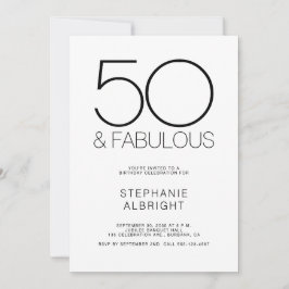 Minimal 50 and Fabulous 50th Birthday Party Inbjudningar