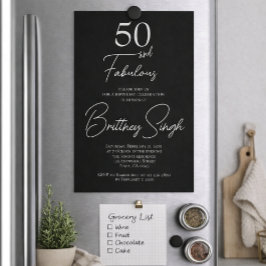 Minimal 50 and Fabulous Black 50th Birthday Party  Inbjudningar