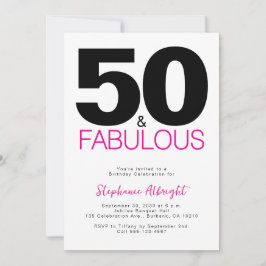 Minimal 50 and Fabulous Pink 50th Birthday Party I Inbjudningar