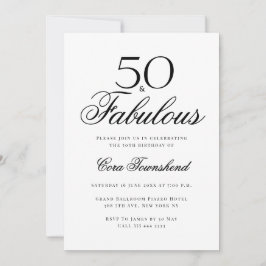 Minimal 50 & Fabulous Typography 50th Birthday Inbjudningar