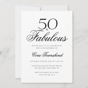 Minimal 50 & Fantastisk Typografi 50-årsdag Inbjudningar