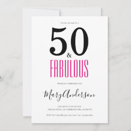 Minimal 50 och Fabulous Rosa 50:e Födelsedagsfeste Inbjudningar