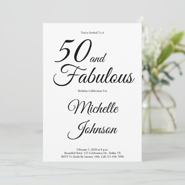 Minimal 50 och fantastisk 50-årsfest inbjudningar (Stående Fram)