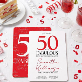 Minimal 50 och fantastisk röd 50-årsdag inbjudningar