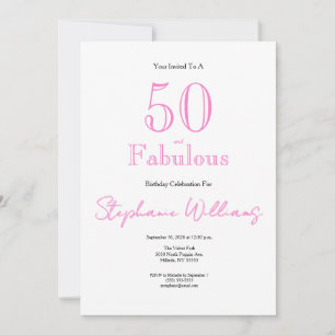 Minimal 50 och fantastisk rosa 50-årsdag inbjudningar