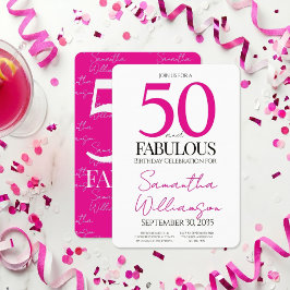 Minimal 50 och fantastisk rosa 50-årsdag inbjudningar