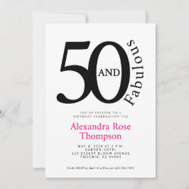 Minimal 50 och fantastisk rosa 50-årsfest inbjudningar