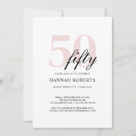 Minimal 50 och fantastisk rosa 50-årsfest inbjudningar